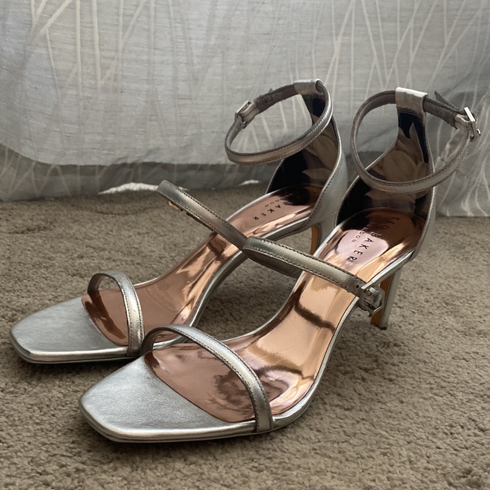 Silver Ted Baker London Stiletto Heels Size 9 & 10 NWT - Picture 2 of 11